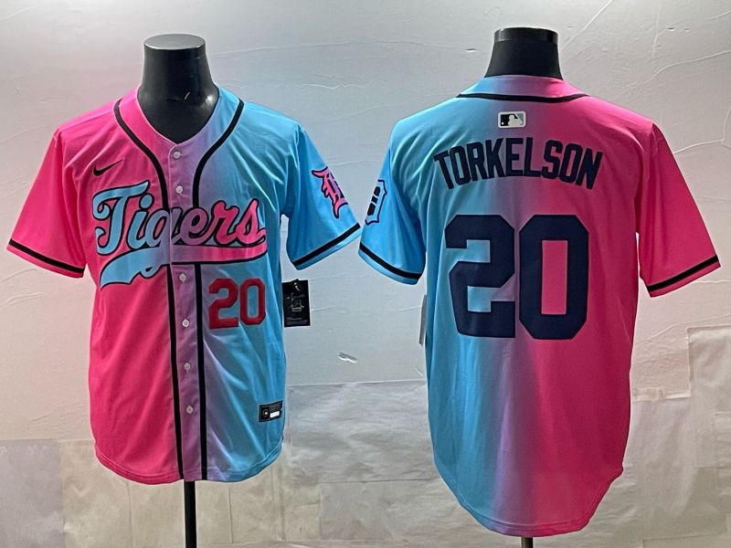 Men 2025 Detroit Tigers #20 Torkelson Blue pink Game Nike MLB Jersey style 05->detroit tigers->MLB Jersey